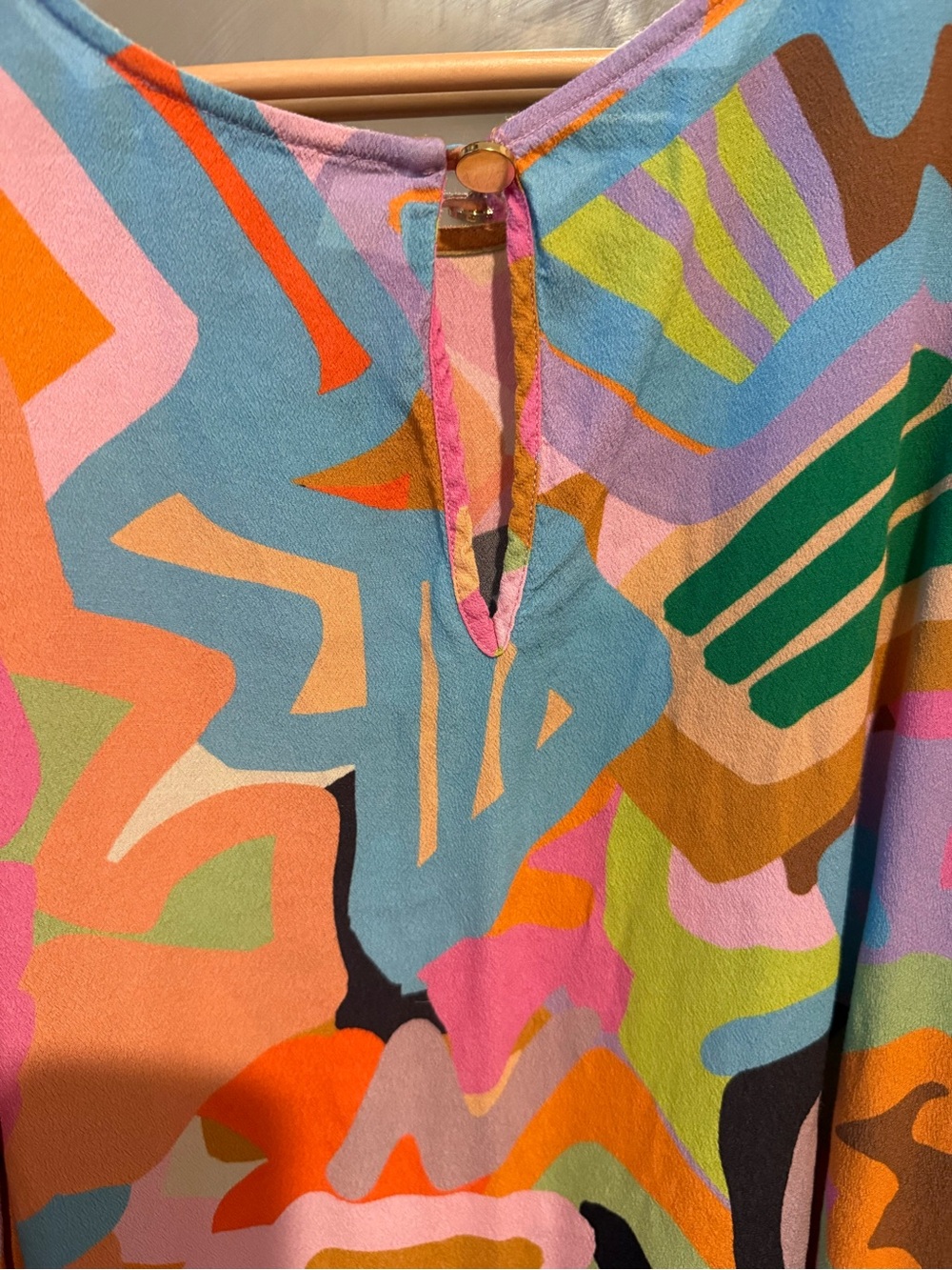 Colorful Abstract Pattern Puff Sleeve Top - Multicolor - Picture 5 of 6